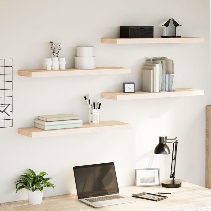 Estantes flotantes, 4 unidades, 80x23,5x4 cm, madera de ingeniería.