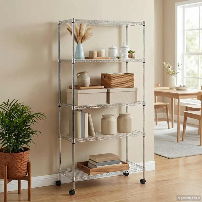 Estante almacenaje 5 niveles ruedas 75x35x155 cm cromado 250 kg vidaxl