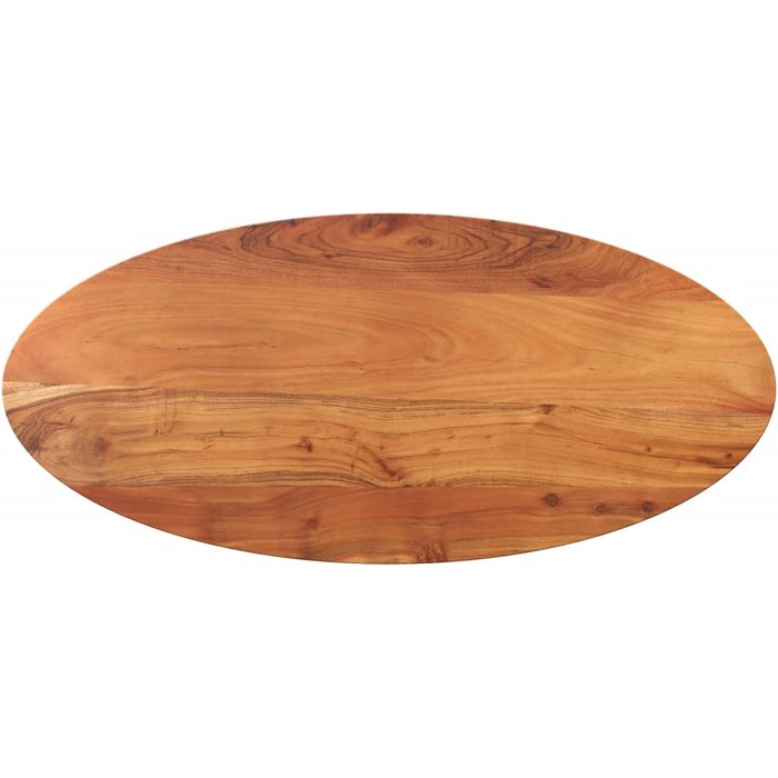 Tablero ovalado de madera maciza de acacia de 120x50x3,8 cm.
