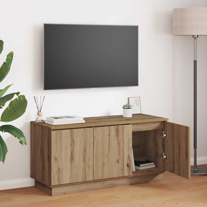 Mueble de tv con led roble artisan 100 x 38 x 49 cm