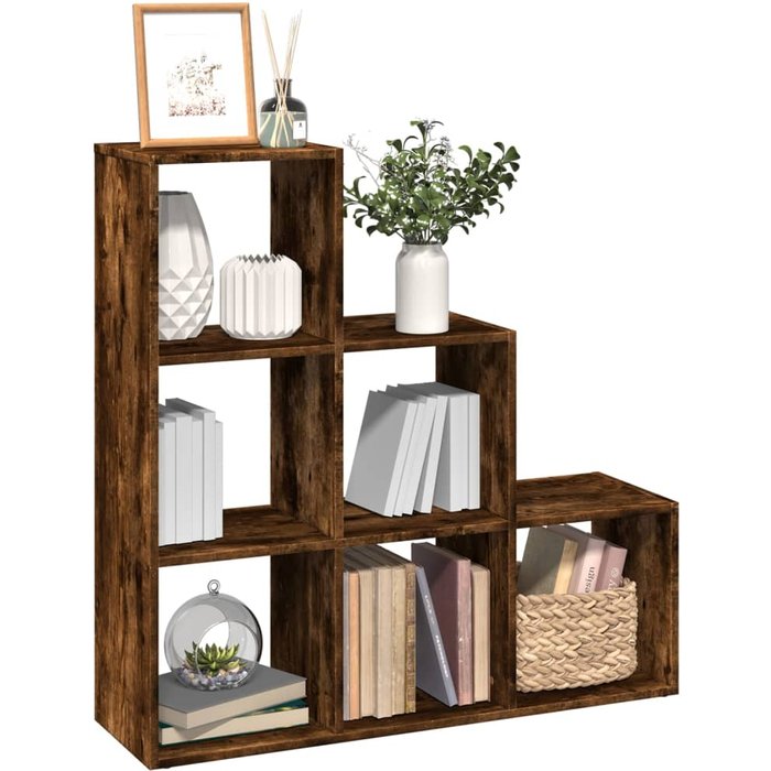 Maison exclusive - librería divisor 3 niveles madera roble ahumado 99x29x99 cm