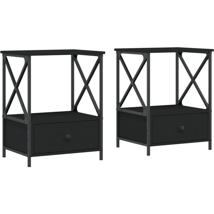 Mesitas de noche 2 uds madera de ingeniería negro 50x41x65 cm - comfortxl