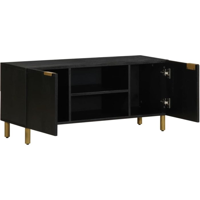 Mueble de tv lirio 2 armarios + 2 compartimentos negro 46x105x33 cm