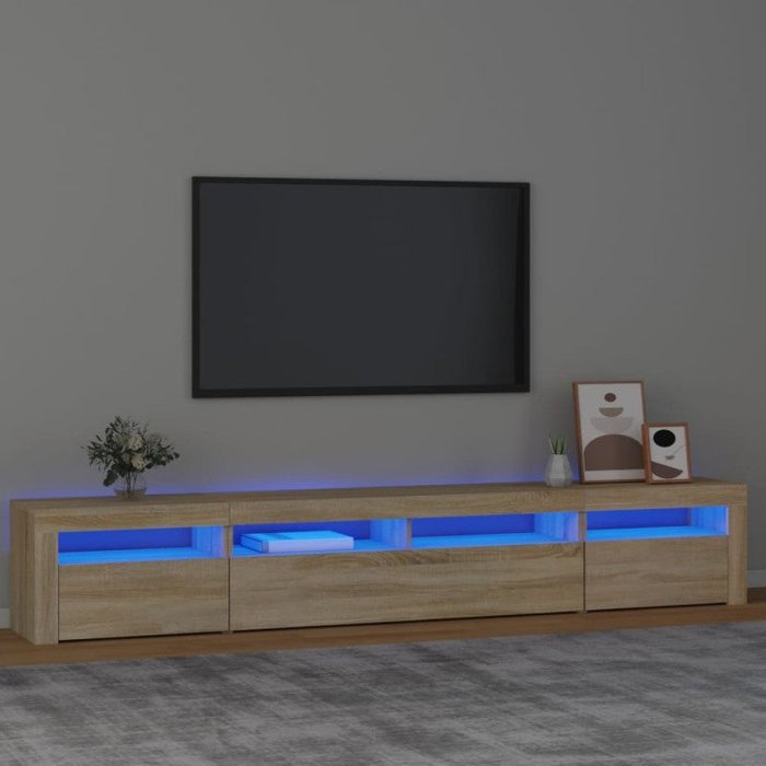 Vidaxl mueble de tv con luces led roble sonoma 240x35x40 cm