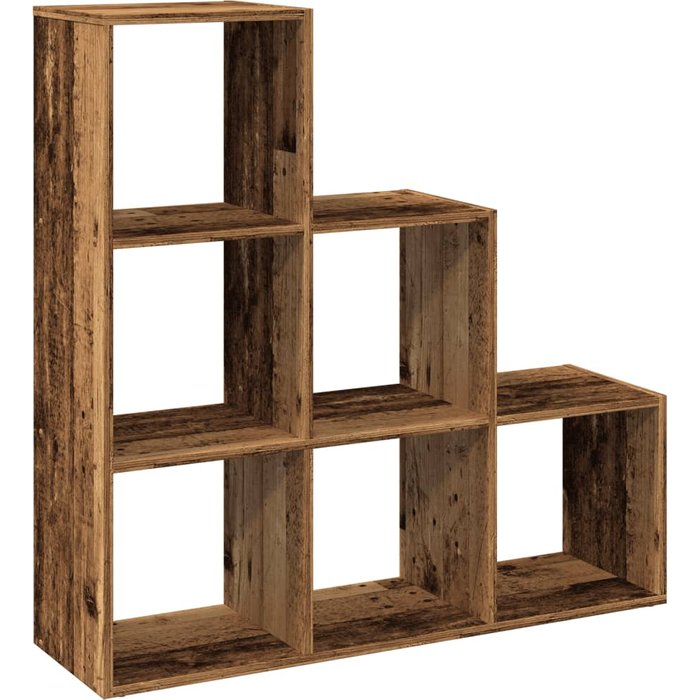 Librería divisor 3 niveles madera envejecida 99x29x99 cm – comfortxl