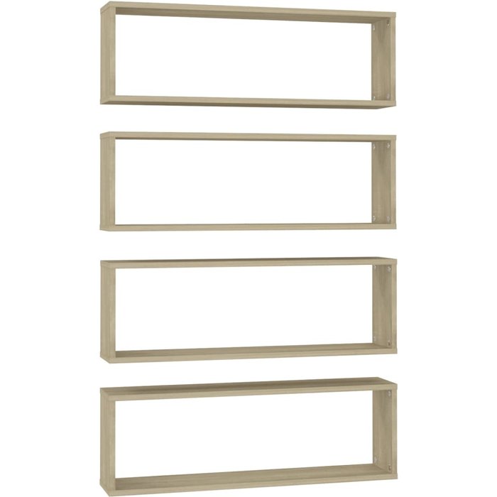Estante cubo pared 4uds contrachapado roble sonoma 80x15x26,5cm- comfortxl