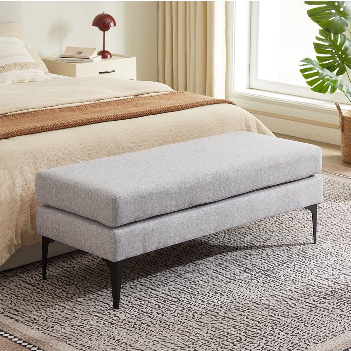 Banco max/final de cama tela gris claro