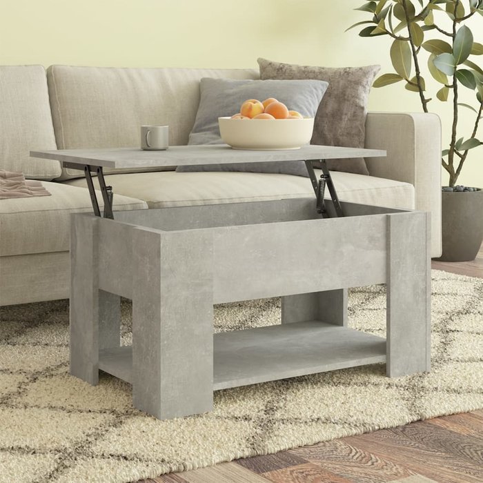 Mesa de centro gris hormigón 79x49x41 cm madera contrachapada