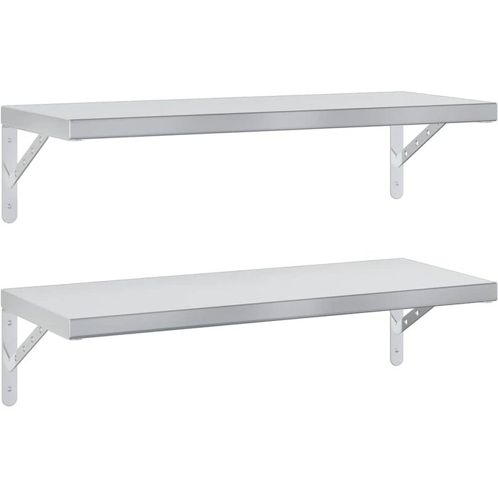 Estantes de pared 2 uds acero inoxidable plateado 75x30 cm - comfortxl
