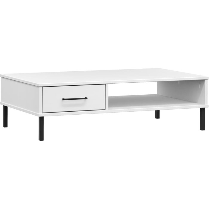 Mesa de centro patas de metal oslo madera maciza pino blanco - comfortxl