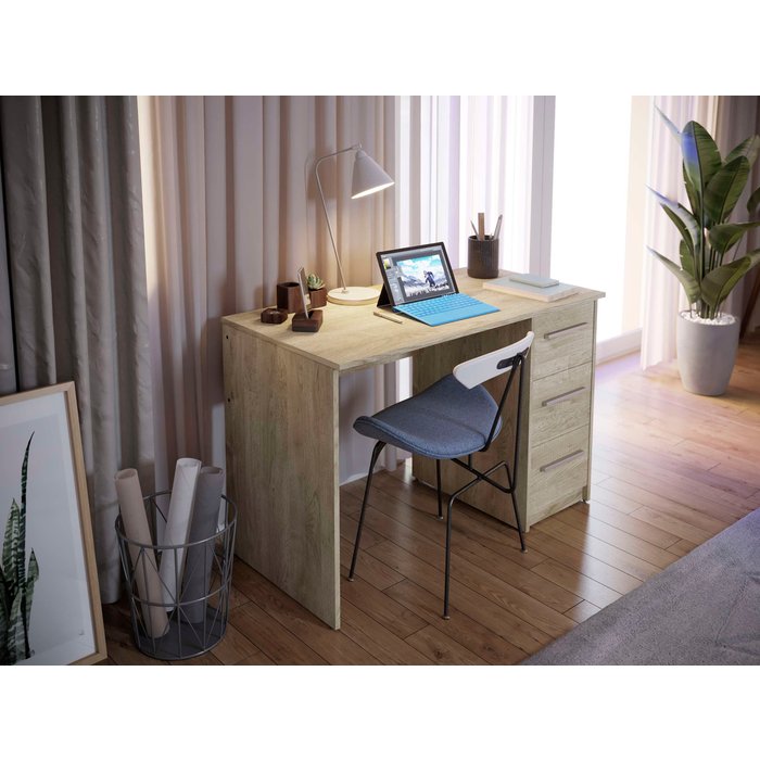 Escritorio same 3 cajones 110x56x74 cm roble talesa