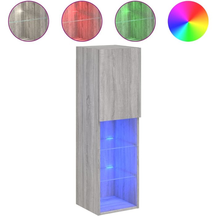 Mueble de tv con iluminación led, gris sonoma, 30,5x30x102 cm - comfortxl