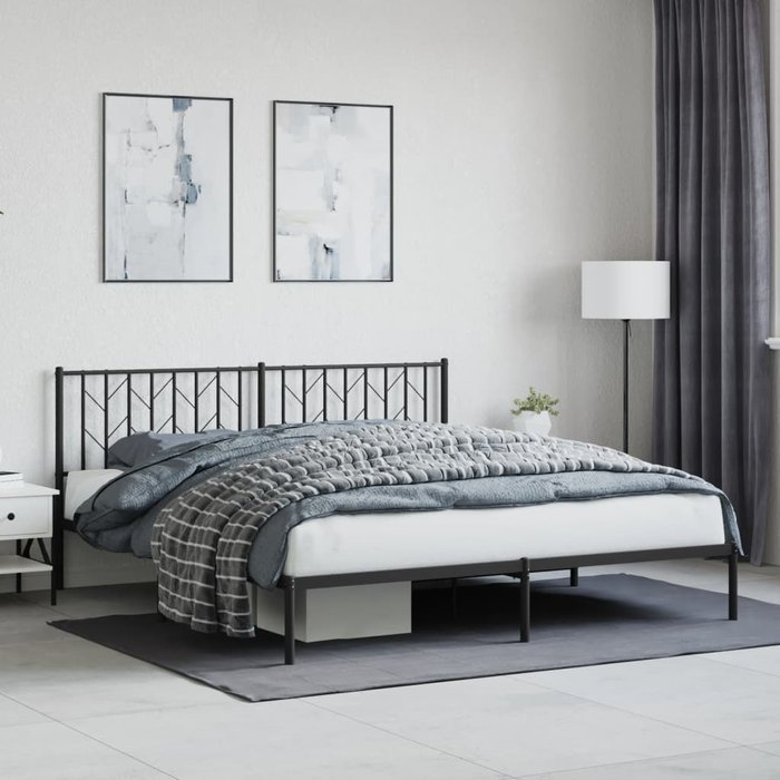 Estructura cama sin colchón con cabecero metal negro 183x213 cm vidaxl