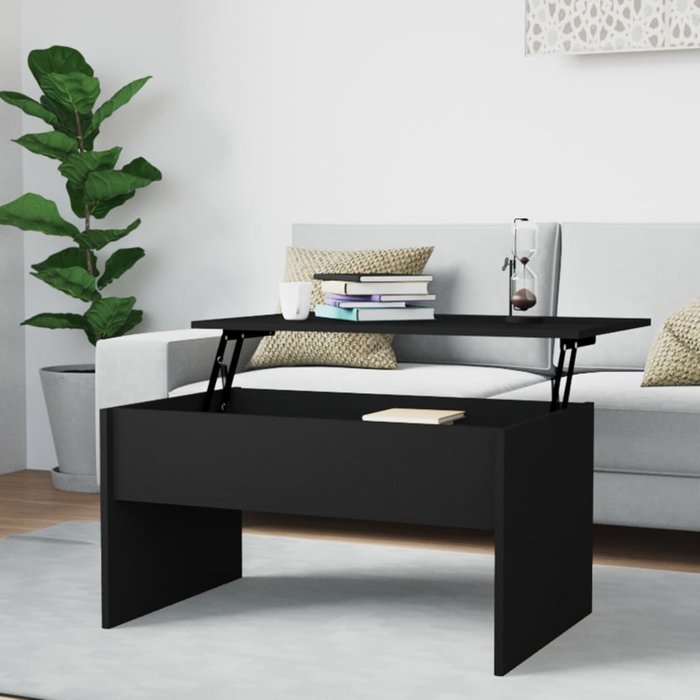 Mesa de centro negro 80x50,5x41,5 cm madera contrachapada