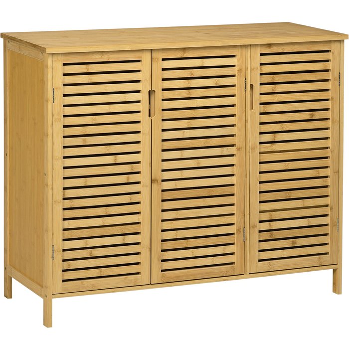 Zapatero 3 puertas persiana bambú natural 16 pares 100x35x80cm entrada