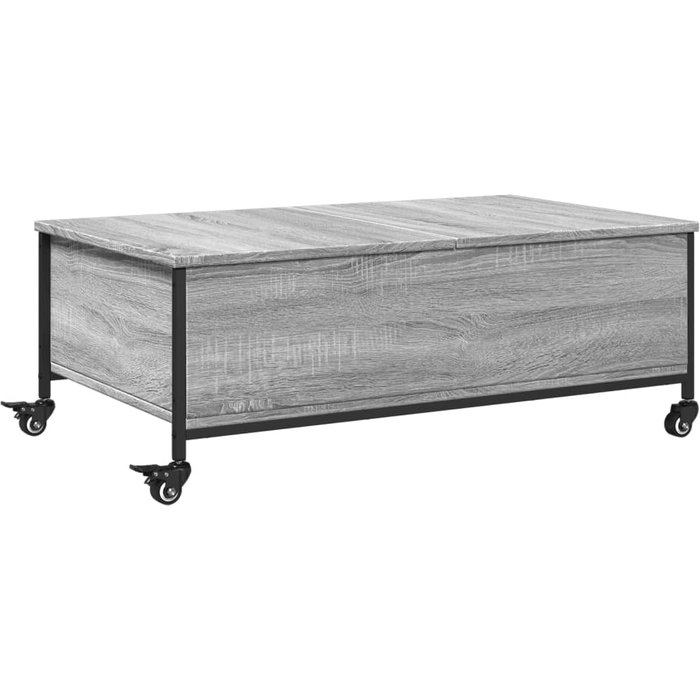 Mesa de centro con ruedas, madera compuesta gris, 91x55x34 cm - comfortxl