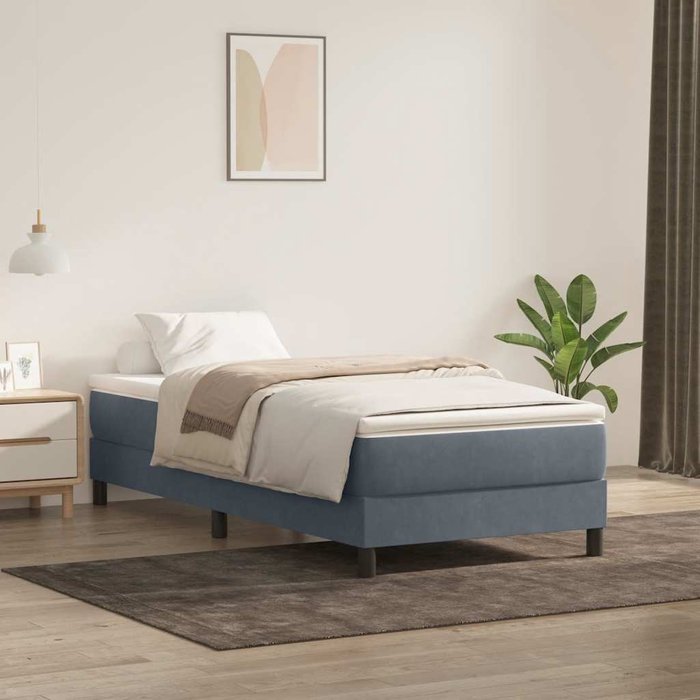 Maison exclusive - cama box spring sin colchón gris oscuro terciopelo 100x220 cm