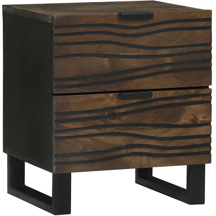 Mesita de noche de nogal, 40 x 33 x 46 cm, madera maciza de acacia.