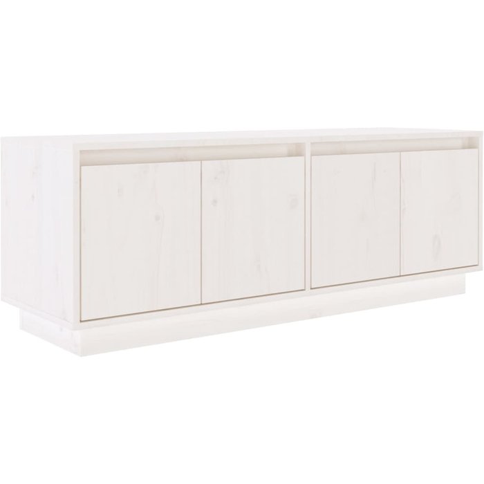 Mueble de tv de madera maciza de pino blanco 110x34x40 cm v4886 unico / blanco
