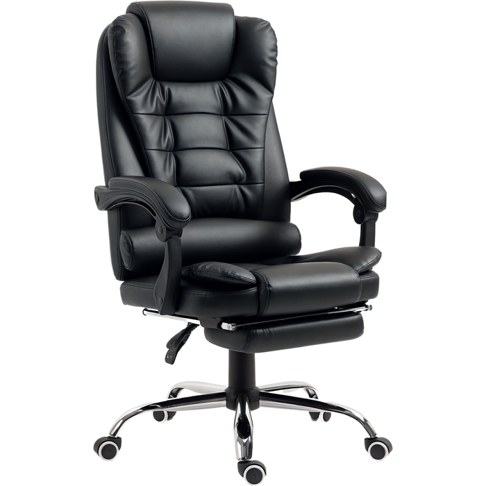 Silla de oficina reclinable con reposapiés - altura ajustable 109-117cm - negro