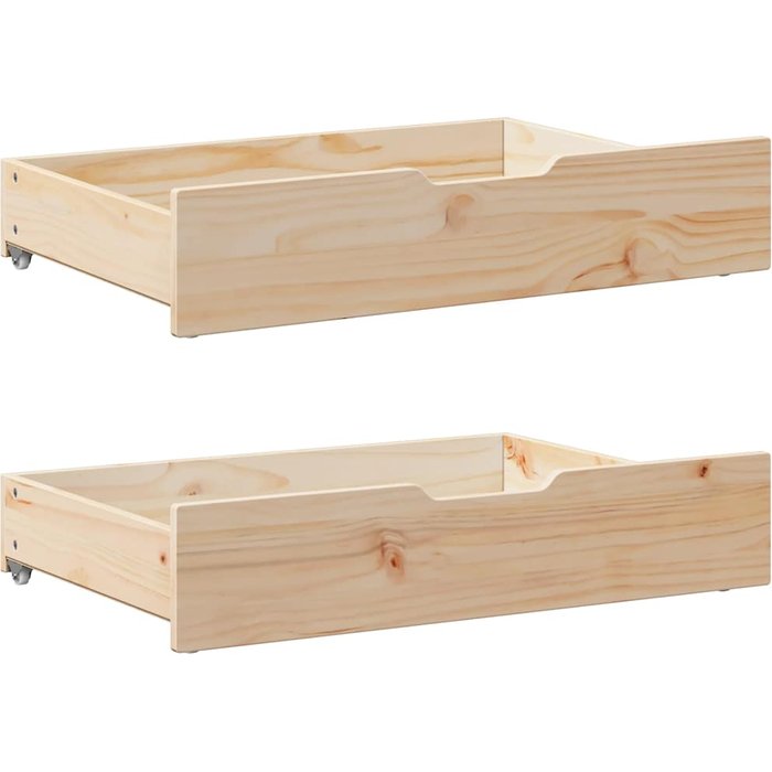 Cajones debajo de la cama con ruedas 2 piezas 80x55x16 cm pino macizo
