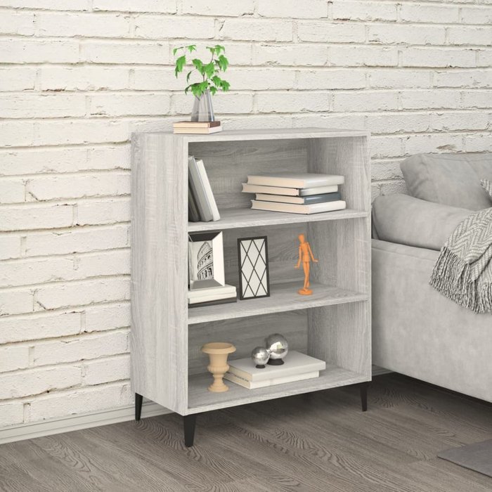 Maison exclusive - aparador de madera contrachapada gris sonoma 69,5x32,5x90 cm