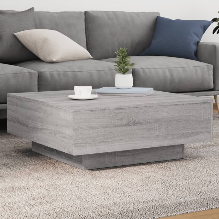 Mesa de centro madera de ingeniería gris sonoma 80x80x31 cm - comfortxl