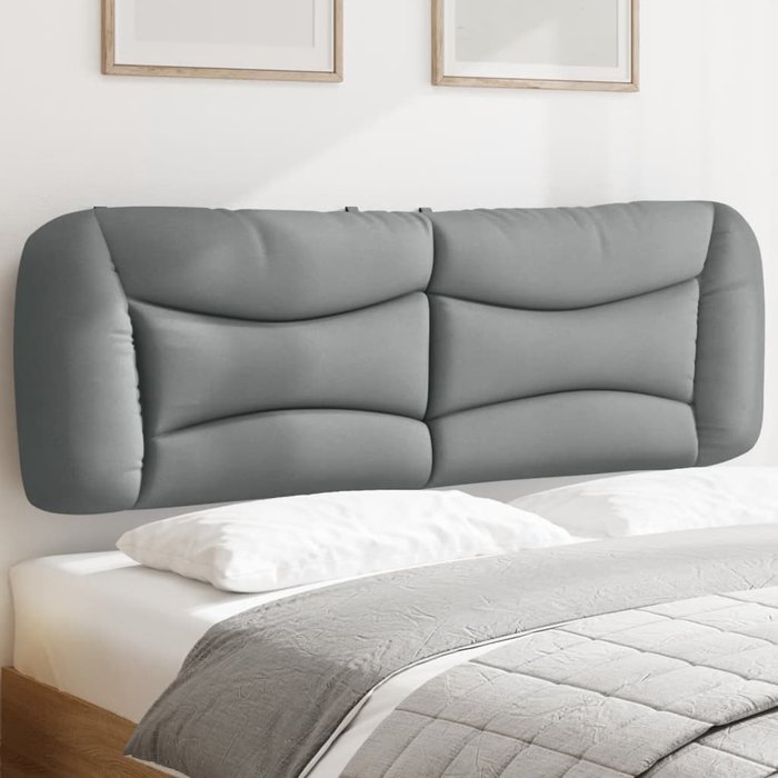 Cabecero de cama acolchado tela gris claro 152 cm