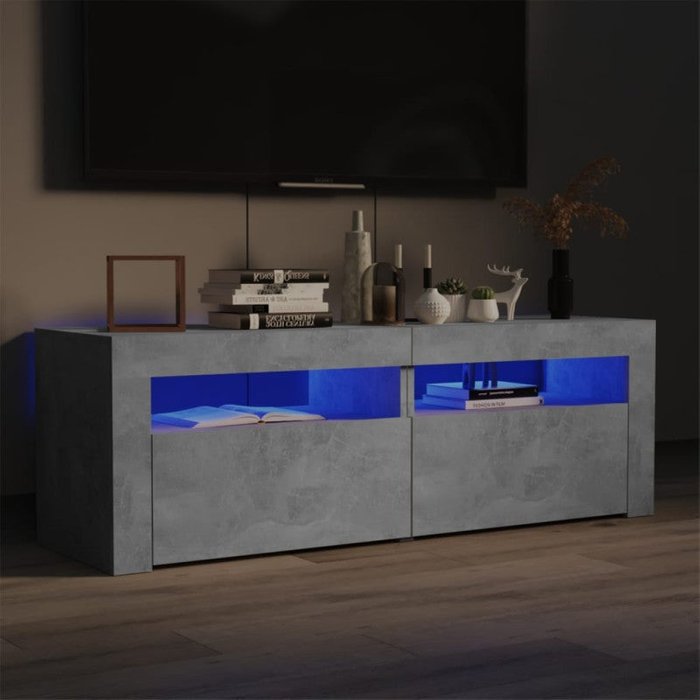 Mueble de tv con luces led gris hormigón 120x35x40 cm unico / gris