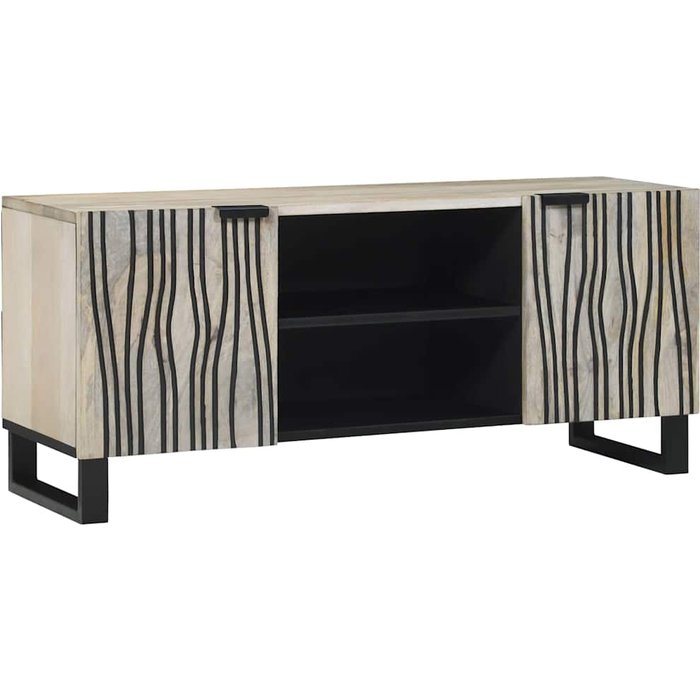 Gabinete de tv blanco 105 x 33 x 46 cm madera maciza de mango