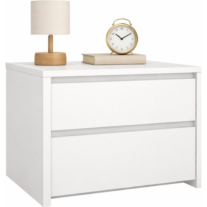 Mesita de noche mesa auxiliar júcar white con 2 cajones blanco 52x49x46 cm