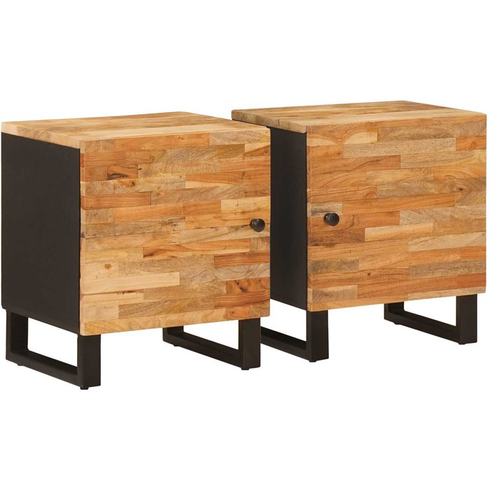 Mesita de noche de 2 piezas, marrón, 40 x 33 x 46 cm