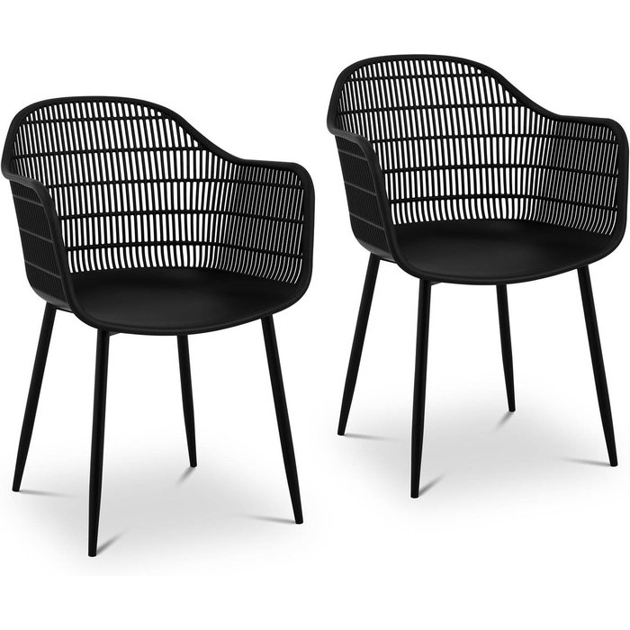 Silla - set de 2 - hasta 150 kg - asiento de 45 x 44 cm - negra