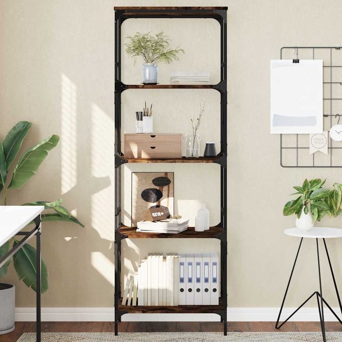 Librería de 5 niveles en roble ahumado, 59x35x171 cm - pangivo