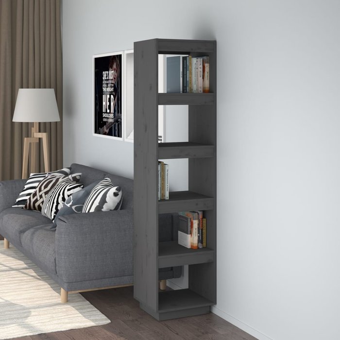 Librería/separador de ambientes gris 40x35x167 cm pino macizo