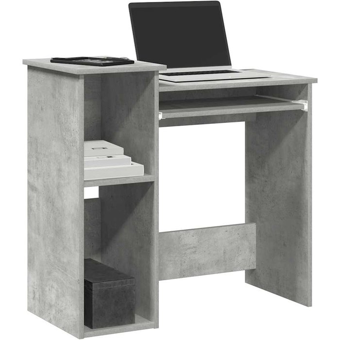 Maison exclusive - escritorio con estantes contrachapada hormigón 84x40x78 cm