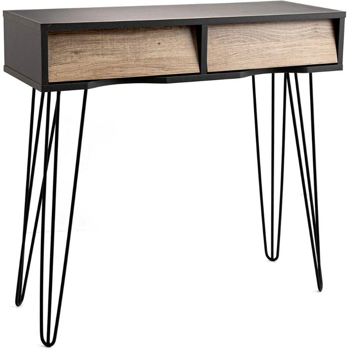 Consola 2 cajones con guías 80 x 30 x 76 cm vinthera moa - madera