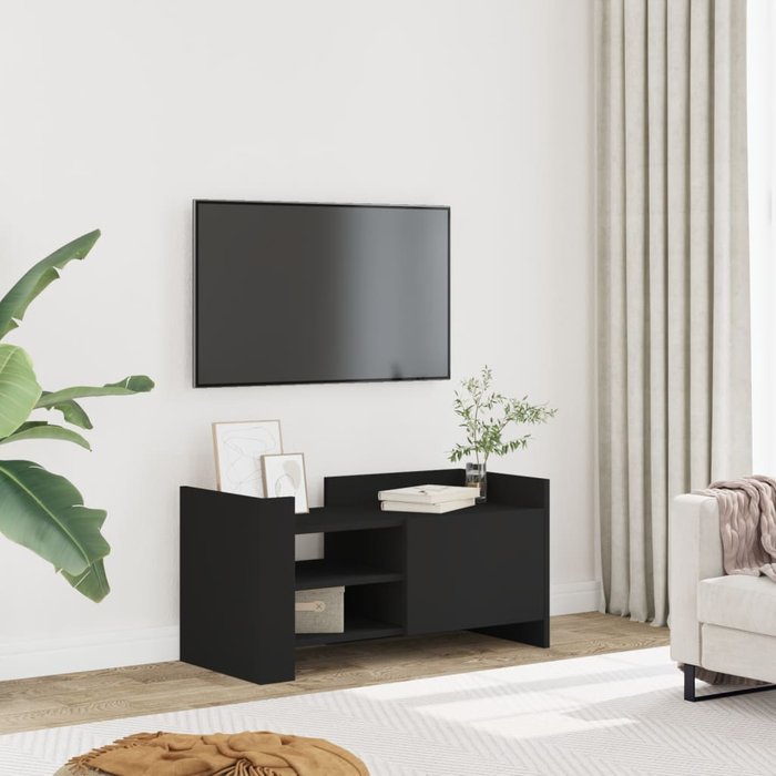 Mueble de tv negro 80x35x40 cm madera de ingeniería