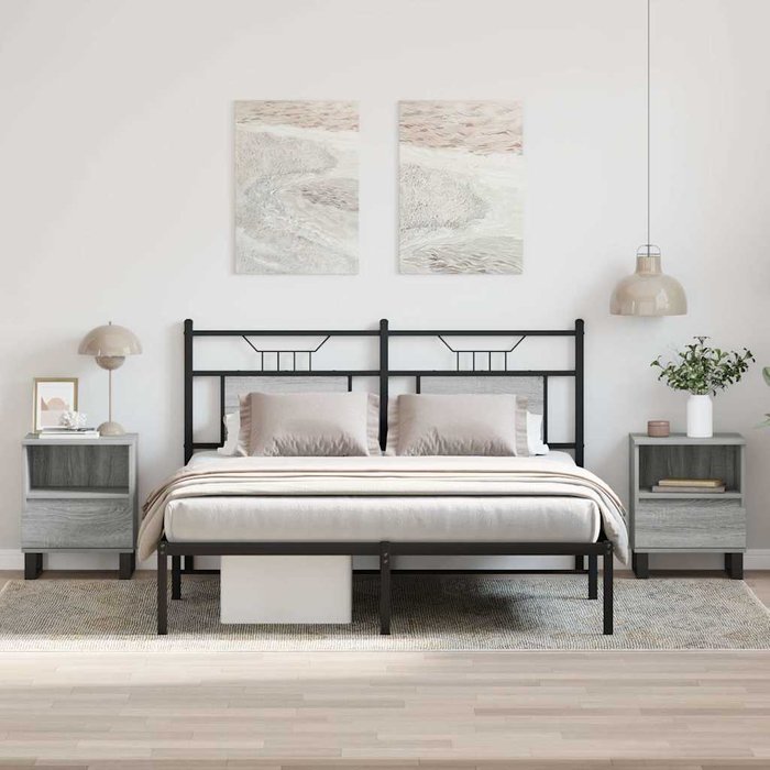 Mesita de noche 2 unidades madera ingeniería gris sonoma 40x35x50 cm