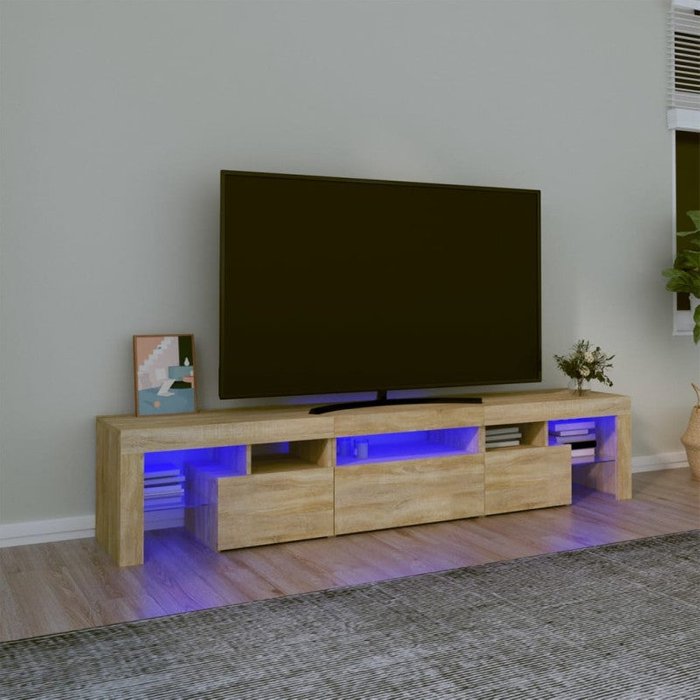 Vidaxl mueble de tv con luces led roble sonoma 200x36,5x40 cm