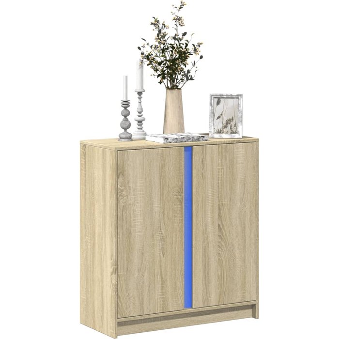 Vidaxl aparador con led madera de ingeniería roble sonoma 77x34x85 cm