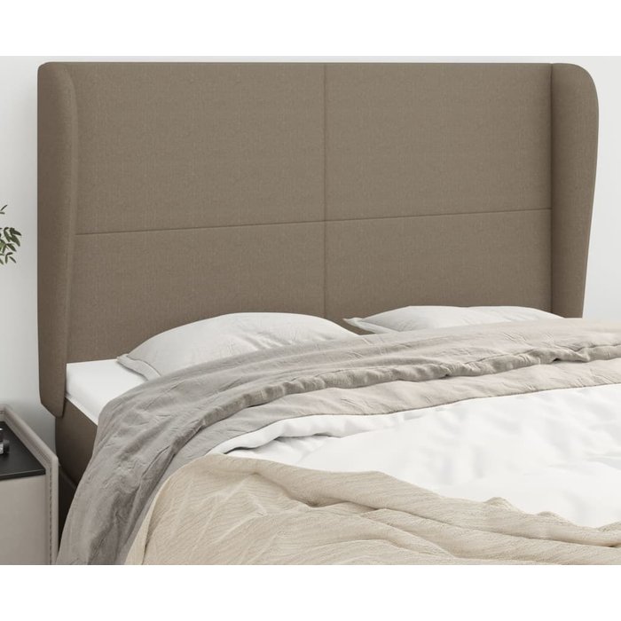 Cabecero con orejas de tela gris taupe 147x23x118/128 cm vidaxl