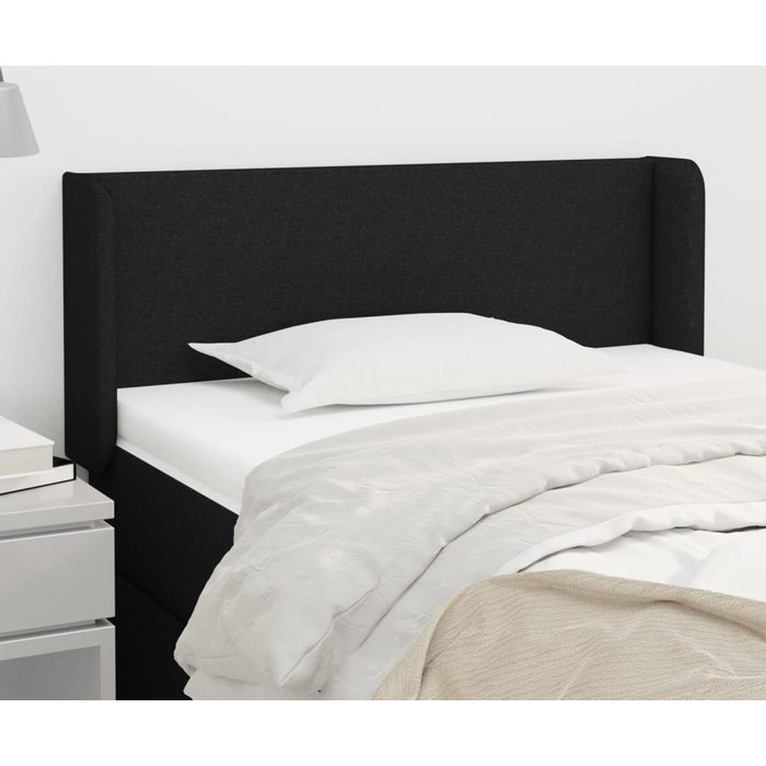 Cabecero con orejas negro 93x16x78/88 cm tela