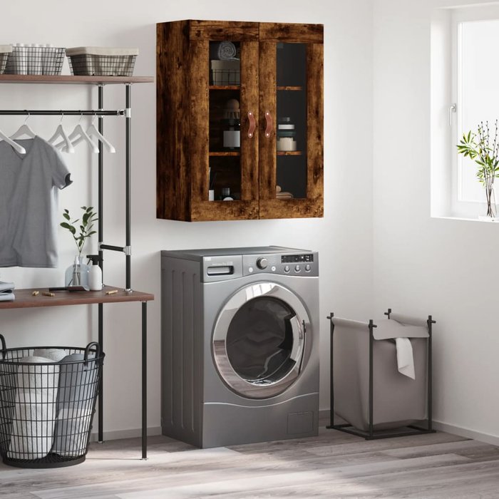 Vidaxl armario de pared roble ahumado 69,5x34x90 cm