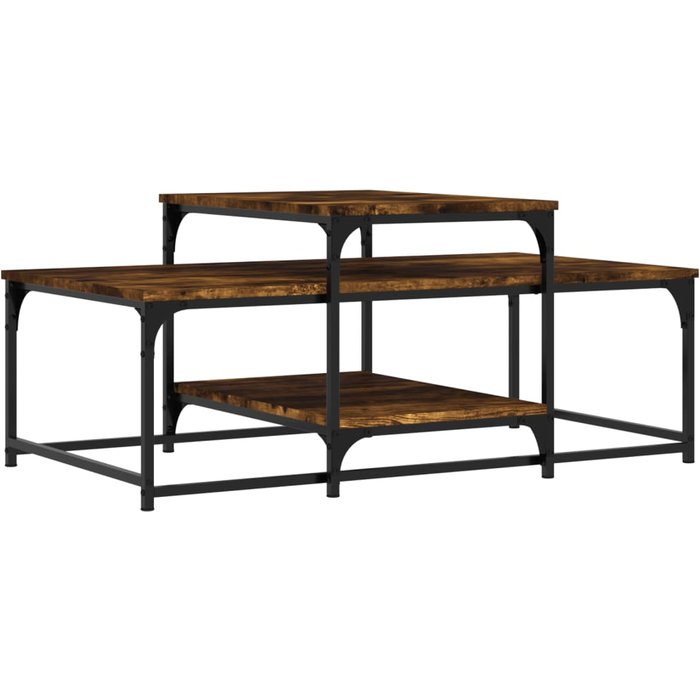 Mesa de centro de madera laminada de roble ahumado 102x60x45 cm - comfortxl