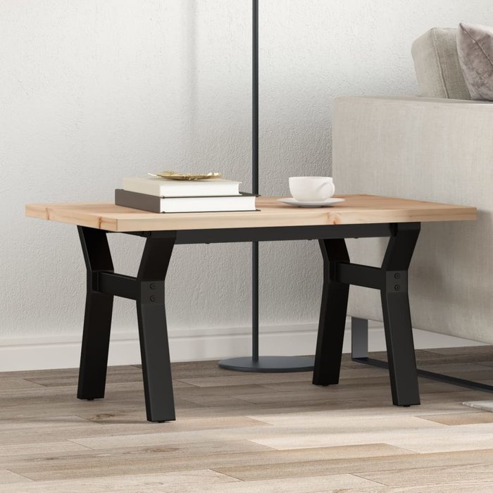 Mesa de centro marco y madera maciza pino y acero 80x50x40,5 cm vidaxl