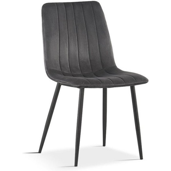 Silla bruce – terciopelo gris – patas de metal negro – h86 x l45 x p55 cm