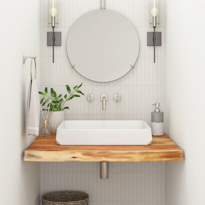 Encimera rectangular de baño de madera de acacia, 70x60x2,5 cm