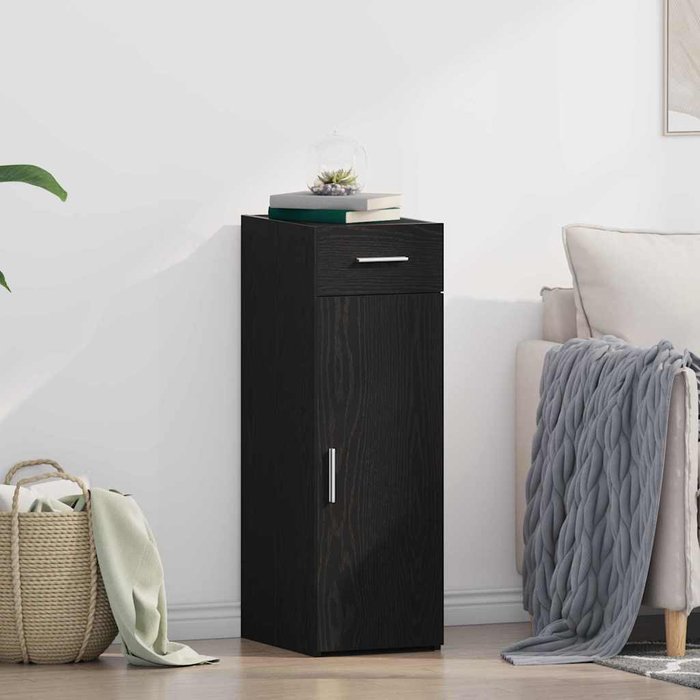 Aparador con cajón, roble negro, 30 x 42,5 x 93 cm