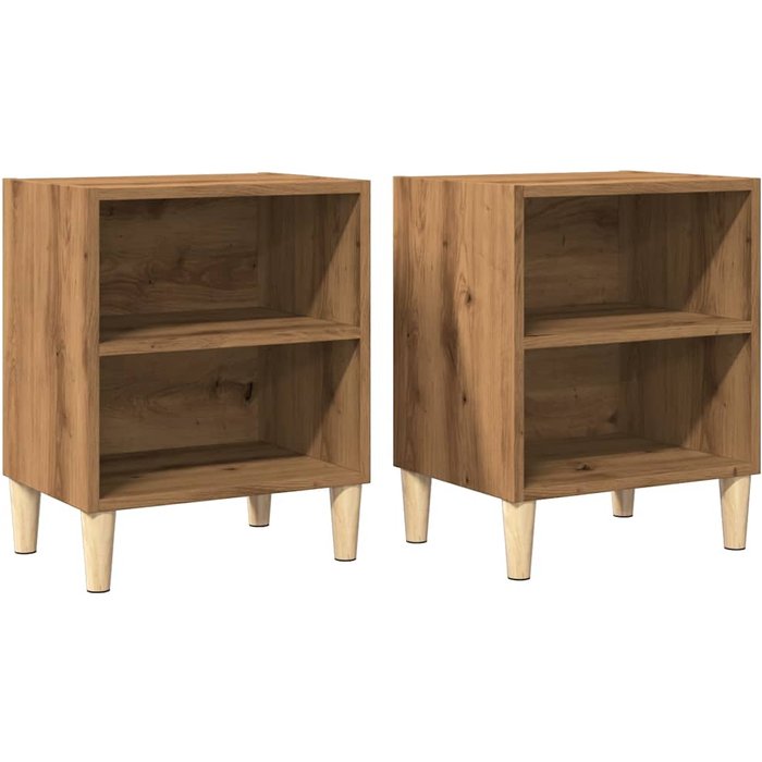 Mesita de noche 2 uds madera ingeniería roble artisian - comfortxl